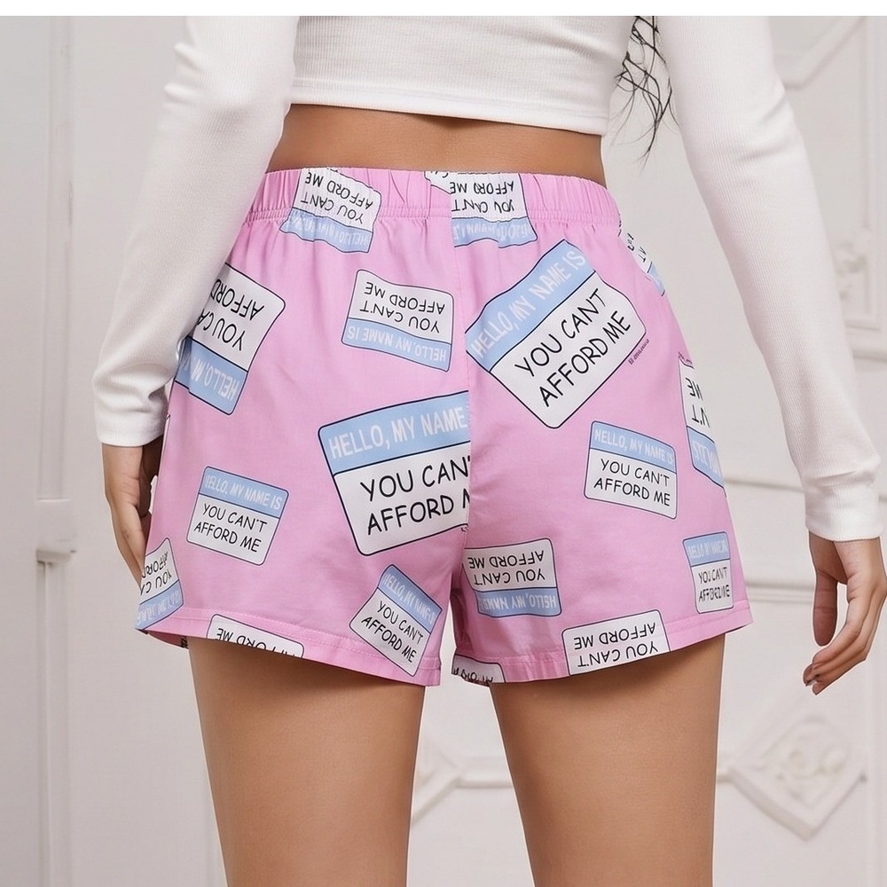 David & Goliath Pink You Cant Afford Me Lounge Shorts Womens Small Y2K
